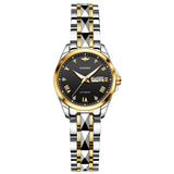 OLEVS Women's Casual Wrist Watch Classic Elegant rhinestone Small Face Band Analog Quartz Ladies Dress Watch Luxury Stainless Steel Luminous with Calendar Date, Christmas Gifts for Her Reloj para Mujer White/Blue/Grey Dial