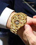 OUPINKE 3176 Gold Dragon Watches for Men Tourbillon Skeleton Mechanical Luxury Dress Automatic Self Winding Tungsten Steel Waterproof Sapphire Crystal Luminous Men’s Wrist Watch