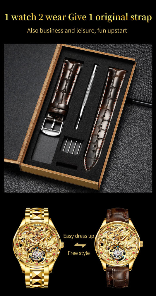 OLEVS 3176 Men Automatic Watch Diamond Skeleton Mechanical Original Luxury Self Winding Moon Phase Calendar Waterproof Wrist Watch for Men