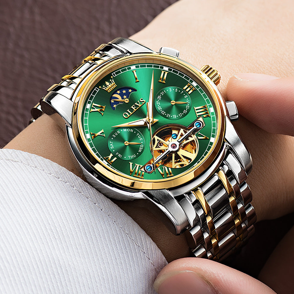 Two Tone Strap - Green Dial Gold Trim