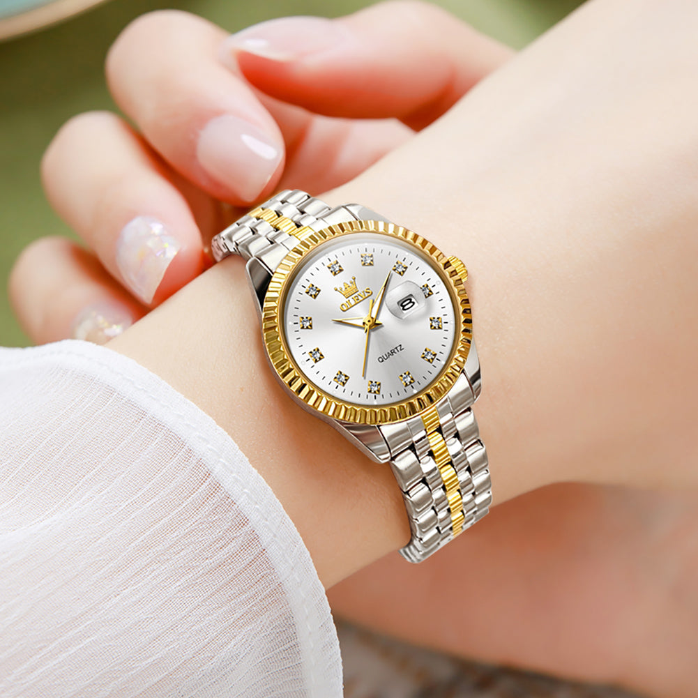 Two Tone Strap - White Dial Silver Trim