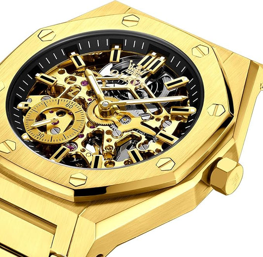 OLEVS  6669 Self Winding Watches for Men Automatic Mechanical Tourbillon Stainless Steel Waterproof Luminous Luxury Dress Wrist Watches