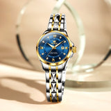 Two Tone Strap-Blue Dial Gold Trim