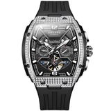 OLEVS GELATU 6016 Men's Automatic Mechanical Watch Multi-Function Diamond Skeleton Dial Luxury Sapphire Crystal 50M Waterproof Wristwatch
