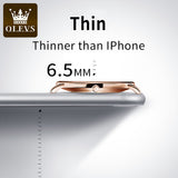 OLEVS  5869 Watches for Men Minimalist Ultra Thin Fashion Casual Analog Quartz Date Watch Waterproof Slim Simple Big Face Dress Mens Wrist Watches with Retro Leather Band for Men Reloj para Hombre