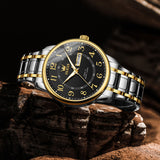 Two Tone Strap-Black Dial Gold Trim