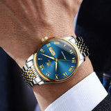 Silver Strap - Blue Dial Gold Trimr