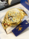 OLEVS 3240 Self Winding Watches for Men Automatic Mechanical Skeleton Luxury Dress Waterproof Moon Phase Tourbillon Chronograph Stainless Steel Luminous Wristwatch