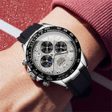 OLEVS 2875 Watches for Men Chronograph Multifunction Diamond Luminous Waterproof Silicone Wrist Watches