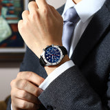 Black Strap-Blue Dial Silver Trim