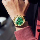 Black Strap - Green Dial Gold Trim