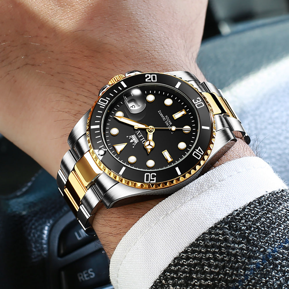  Two Tone Strap - Black Dial Gold Trim