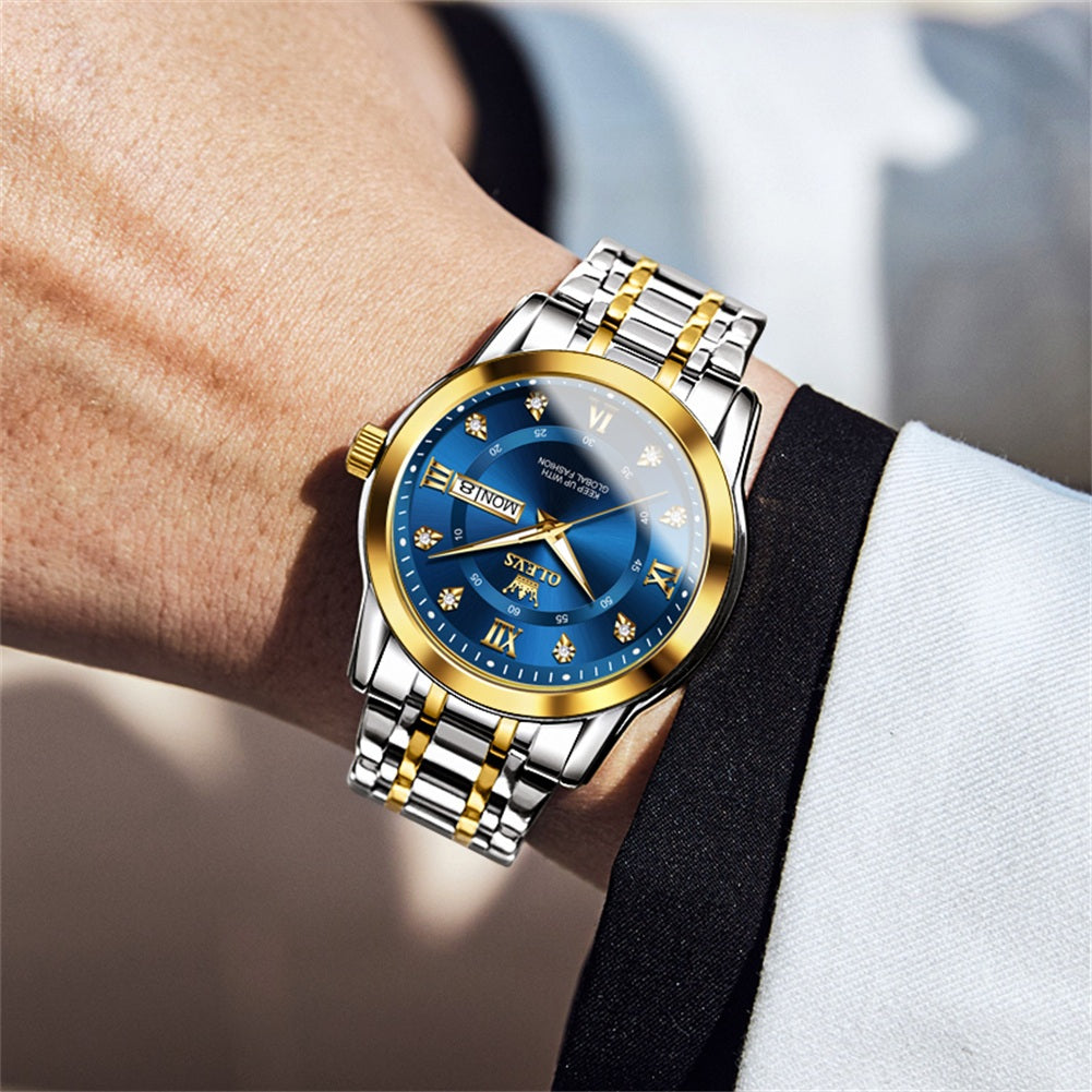 Two Tone Strap - Blue Dial Gold Trim