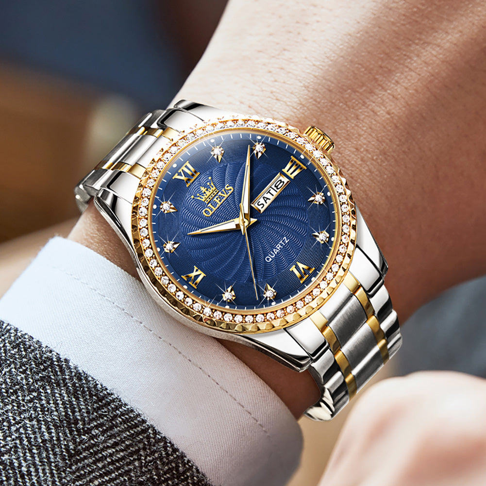 Two Tone Strap - Blue Dial Gold Trim