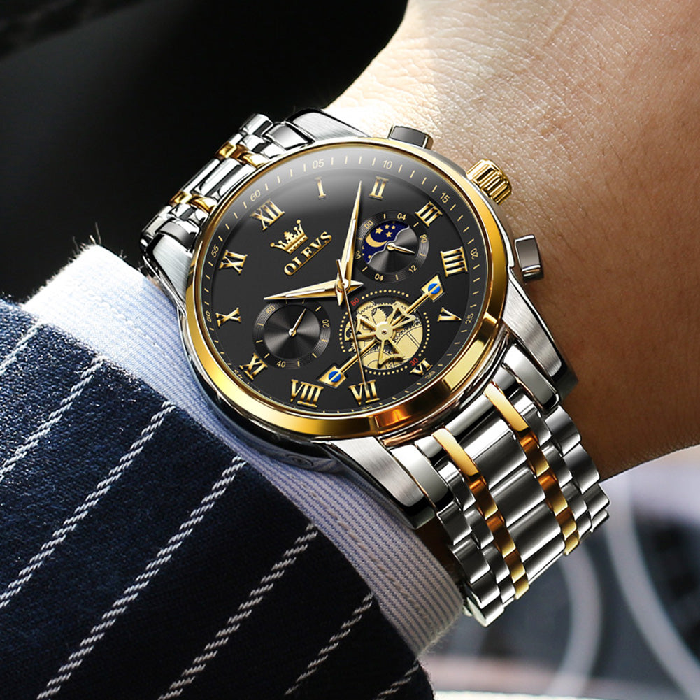 Two Tone Strap - Black Dial Gold Trim