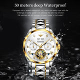 OLEVS 3186+3202 Couple Pair Watches Set Automatic Mechanical Self Winding Dress Matching Watch for His and Hers Valentines Day Gifts