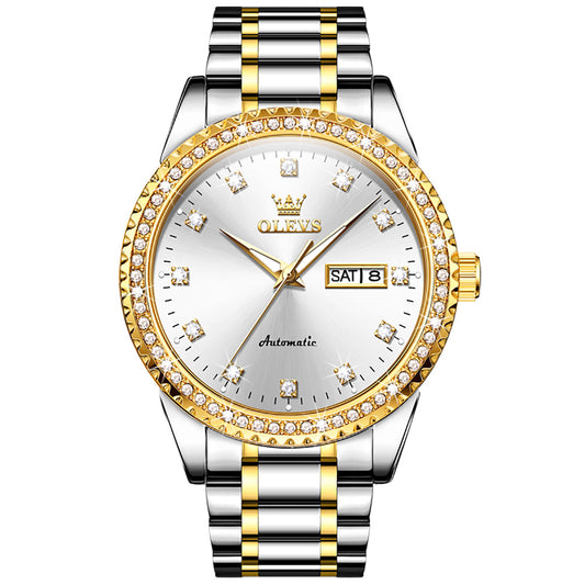 Two Tone Strap-White Dial Gold Trim