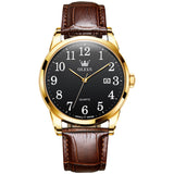 Brown Strap-Black Dial Gold Trim