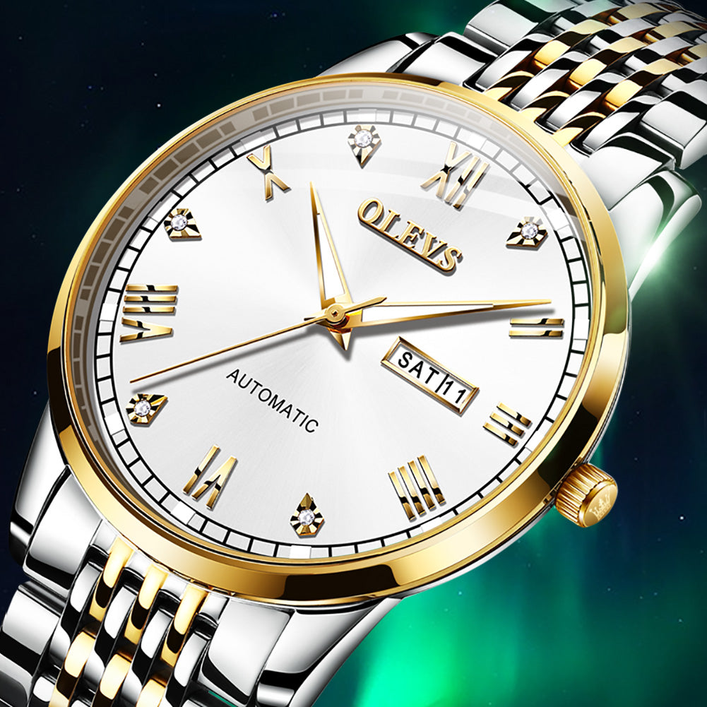 Two Tone Strap-White Dial Gold Trim