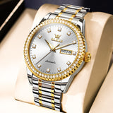 Two Tone Strap-White Dial Gold Trim