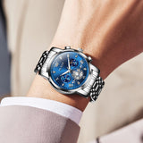 Silver Strap-Blue Dial Silver Trim