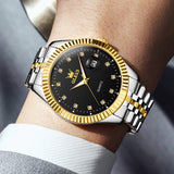 Two Tone Strap-Black Dial Gold Trim