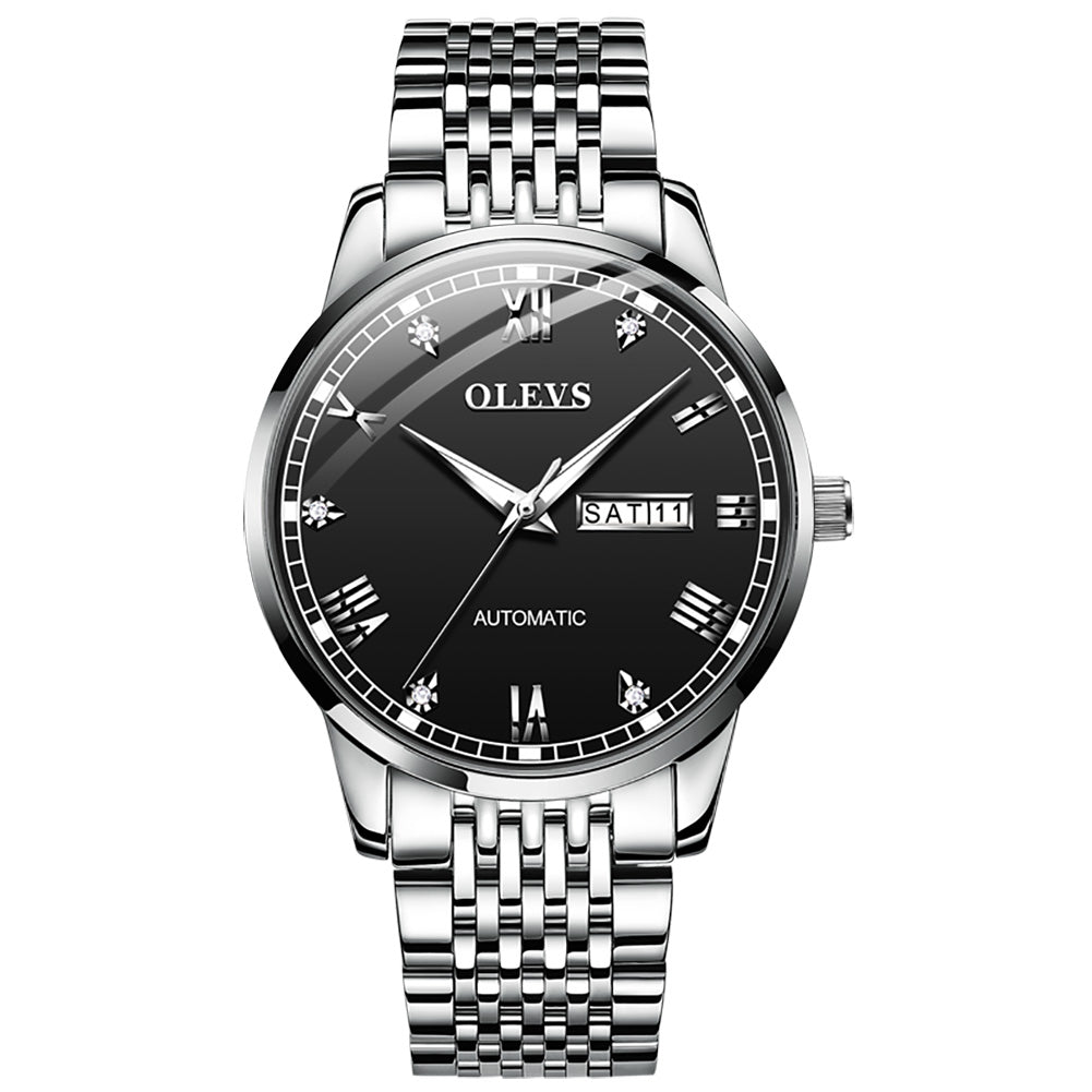 Silver Strap-Black Dial Silver Trim