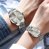 OLEVS 9931 Couple Watches His and Her Fashion Dresse Romantic Set Pair Matching Stainless Steel Strap Luminous Waterproof Wrist Watch