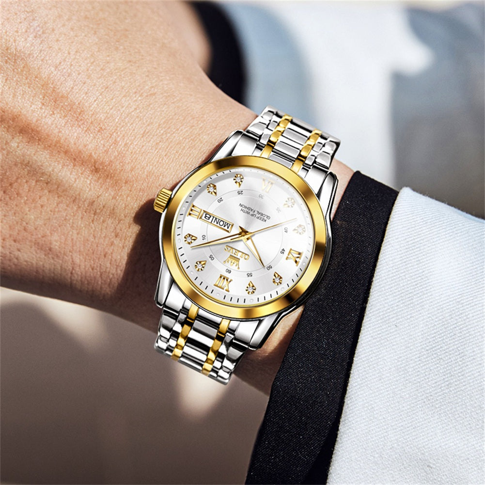 Two Tone Strap - White Dial Gold Trim