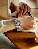 OLEVS 6670 Men Automatic Watch Diamond Skeleton Mechanical Luxury Self Winding Moon Phase Calendar Waterproof Wrist Watch for Men