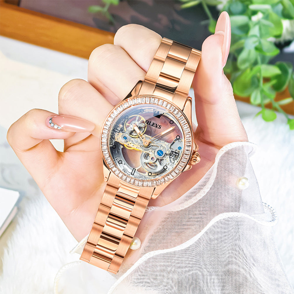 OLEVS 6699 Automatic Watches for Womens Mechanical Diamond Skeleton Se OLEVS 6699 Automatic Watches for Womens Mechanical Diamond Skeleton Se