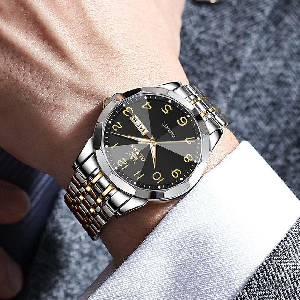 Two Tone Strap - Black Dial Silver Trim