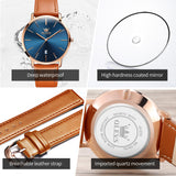 OLEVS  5869 Watches for Men Minimalist Ultra Thin Fashion Casual Analog Quartz Date Watch Waterproof Slim Simple Big Face Dress Mens Wrist Watches with Retro Leather Band for Men Reloj para Hombre