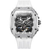OLEVS GELATU 6016 Men's Automatic Mechanical Watch Multi-Function Diamond Skeleton Dial Luxury Sapphire Crystal 50M Waterproof Wristwatch