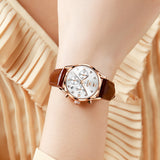 Brown Strap - White Dial Rose Trim