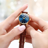 Brown Strap - Blue Dial Gold Trim