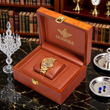 OUPINKE 3176 Men's Luxury Gold-Tone Dragon Tourbillon Dress Watch
