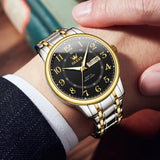 Two Tone Strap-Black Dial Gold Trim