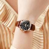 Brown Strap - Black Dial Rose Trim