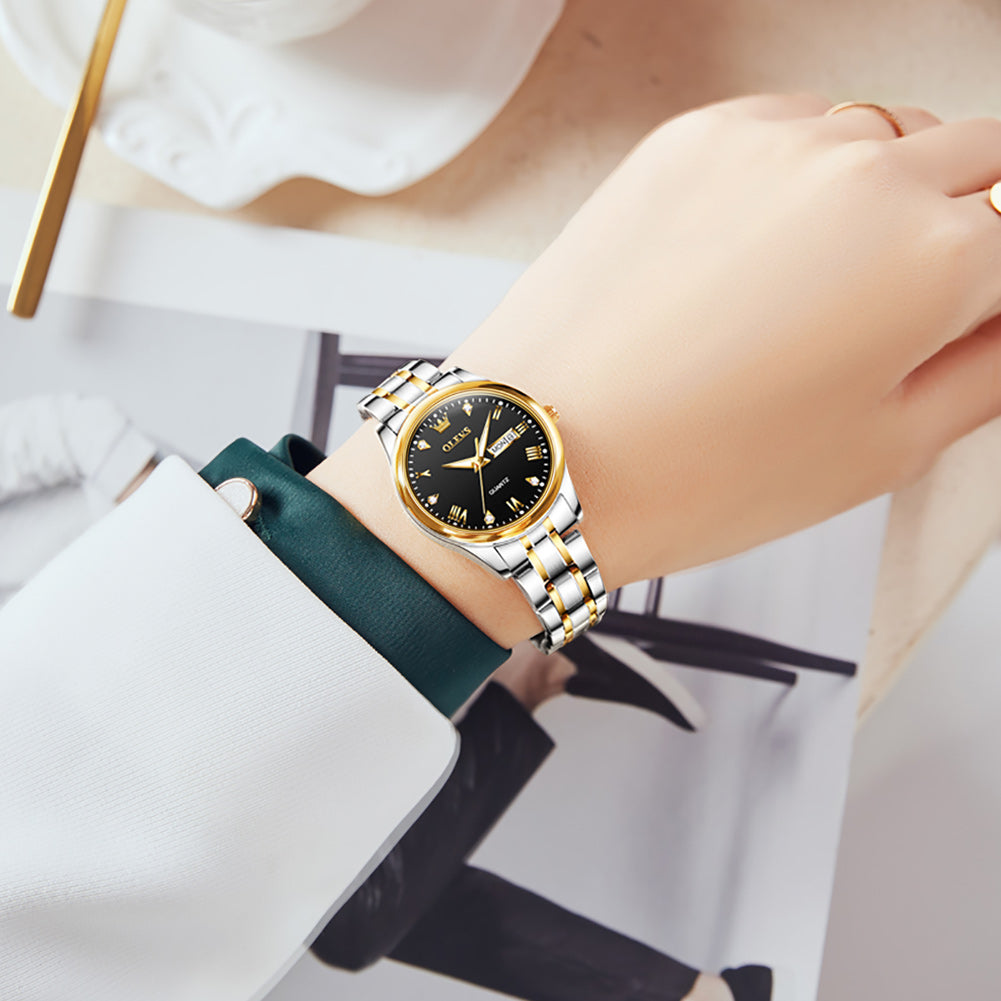 Two Tone Strap - Black Dial Gold Trim