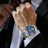 OLEVS 9910 Automatic Watches for Men Gold Luxury Dress Wrist Watch Self Winding Mechanical Skeleton Tourbillon Watch