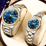 Two Tone Strap-Blue Dial Gold Trim