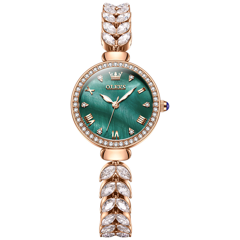 Rose Strap-Green Dial Rose gold Trim