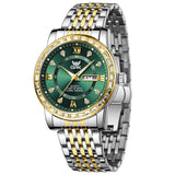 Two Tone Strap-Green Dial Gold Trim