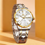 Two Tone Strap-White Dial Gold Trim