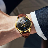 Brown Strap-Black Dial Gold Trim