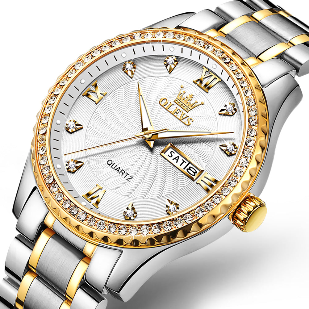 Two Tone Strap - White Dial Gold Trim