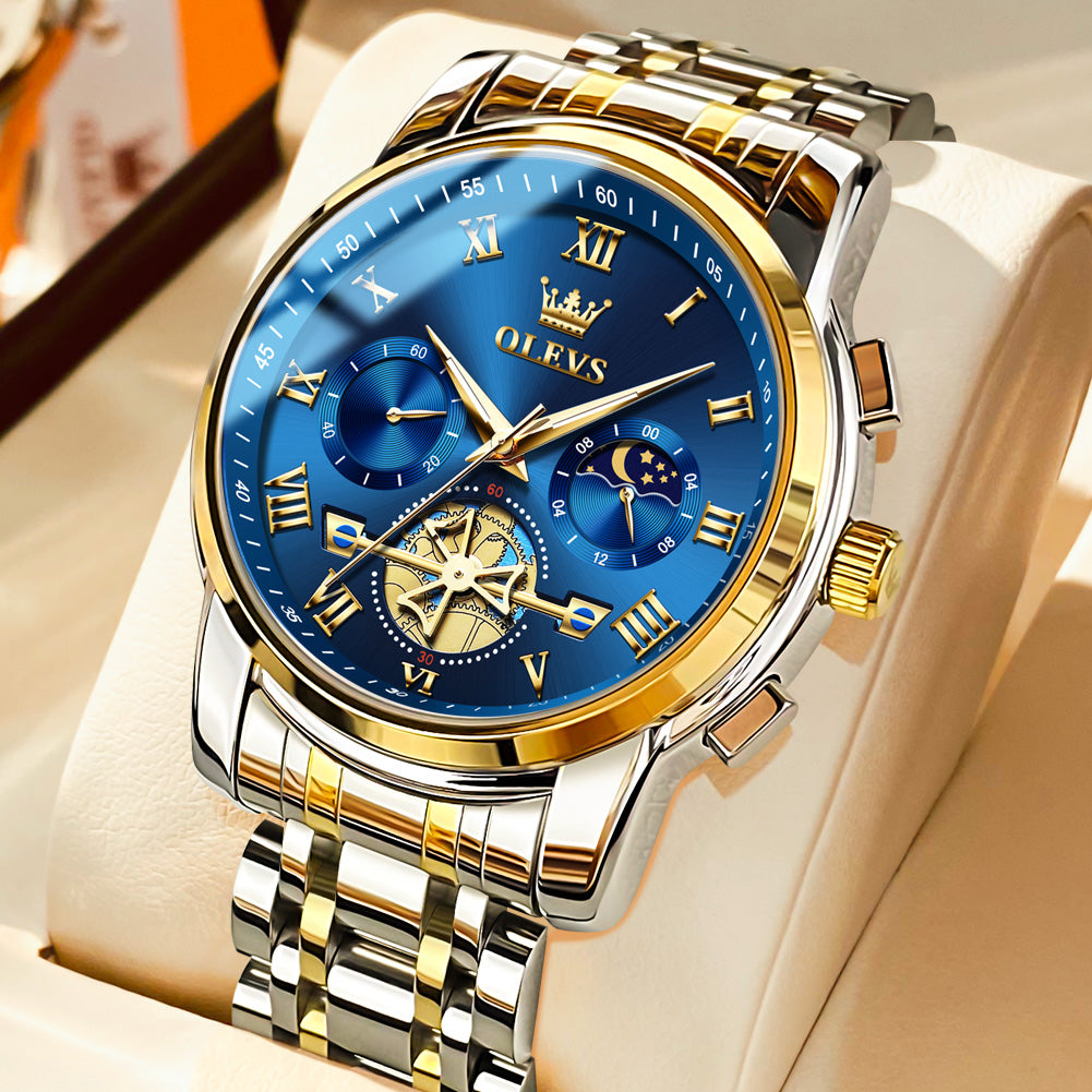 Two Tone Strap - Blue Dial Gold Trim