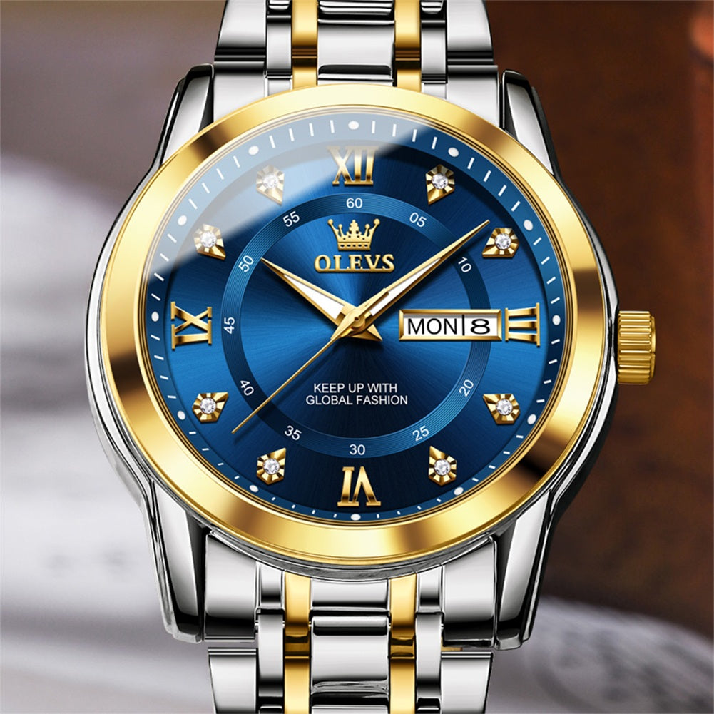 Two Tone Strap - Blue Dial Gold Trim