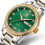 Two Tone Strap - Green Dial Gold Trim